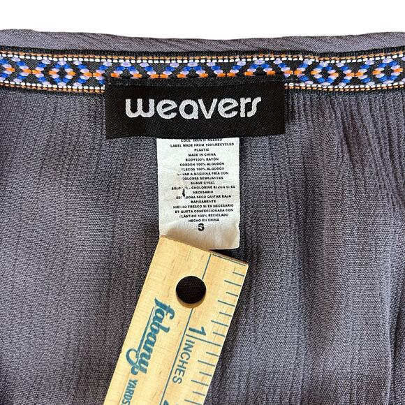 Weavers Open Front Cardigan Women Size S Gray Cream Fringe Crochet Boho Kimono - Picture 9 of 12